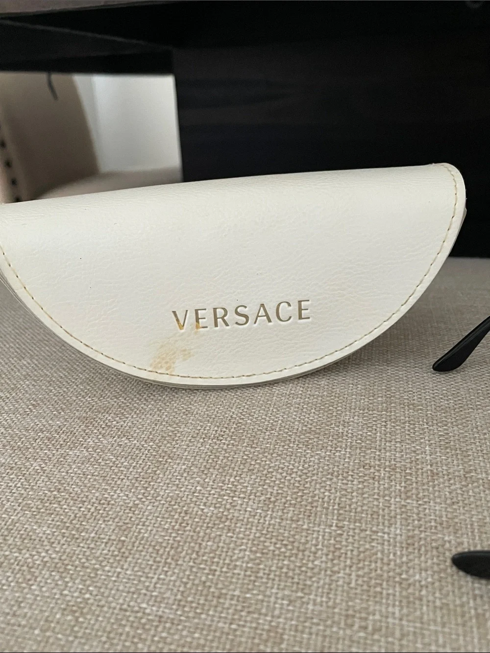 Versace Black Shield Sunglasses with Smoke Lenses and Silver Crystal Temples - Picture 4 of 6